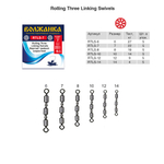 Вертлюг "Волжанка" Rolling Three Linking Swivels #10 тест 14кг (5шт/уп) по 5 упаковок