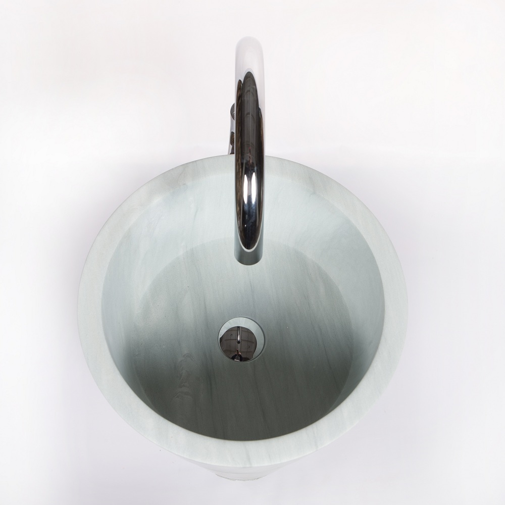 Раковина напольная из Андезита Pedestal Blue With Tab Hole Marmo MN-03216 (40*40*90 см)