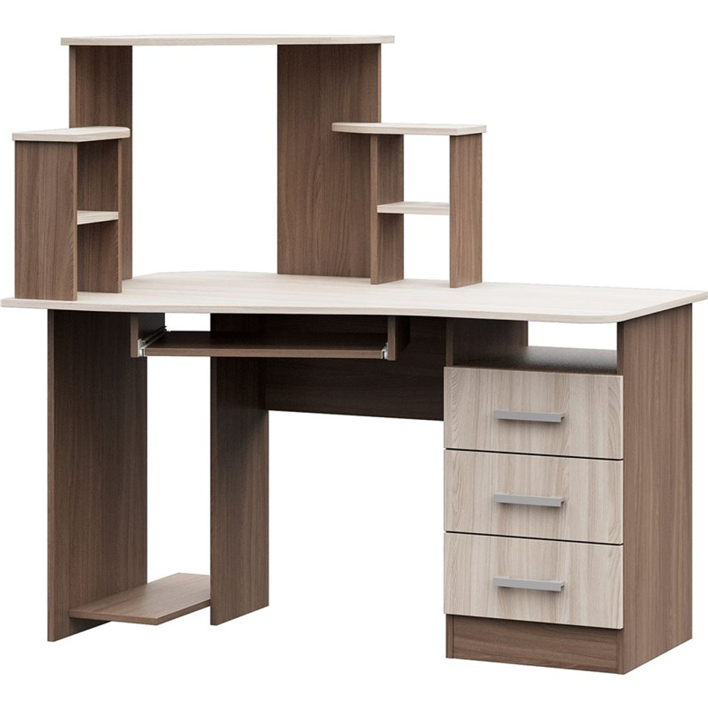 Стол компьютерный № 1 Ясень шимо темный/Ясень шимо светлый