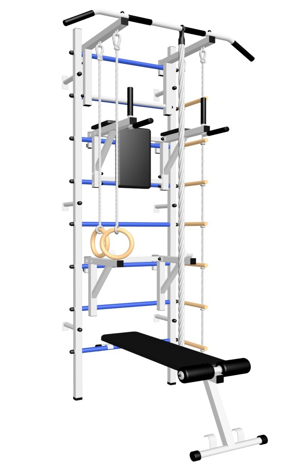 Шведская стенка Sv Sport 508 (Турник стандарт/Брусья/Стойка/Скамья/Канат/Кольца/Лестница)