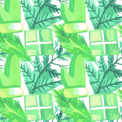 Бесшовный акварельный принт зелёным рождеством