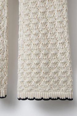 ZARA БРЮКИ FLARE ИЗ КРУЖЕВА КРОШЕ, ЭКРЮ