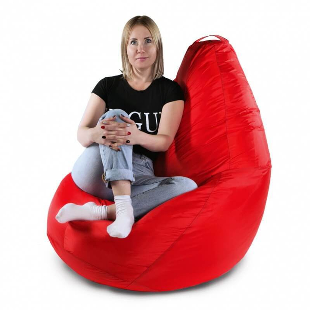 Кресло-мешок Босс Красный, XXL-Комфорт, велюр, съемный чехол