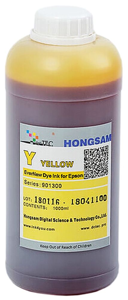 Чернила DCTec — HONGSAM водорастворимые для Epson серия: 901300 - Yellow (Желтый) 1000 мл.