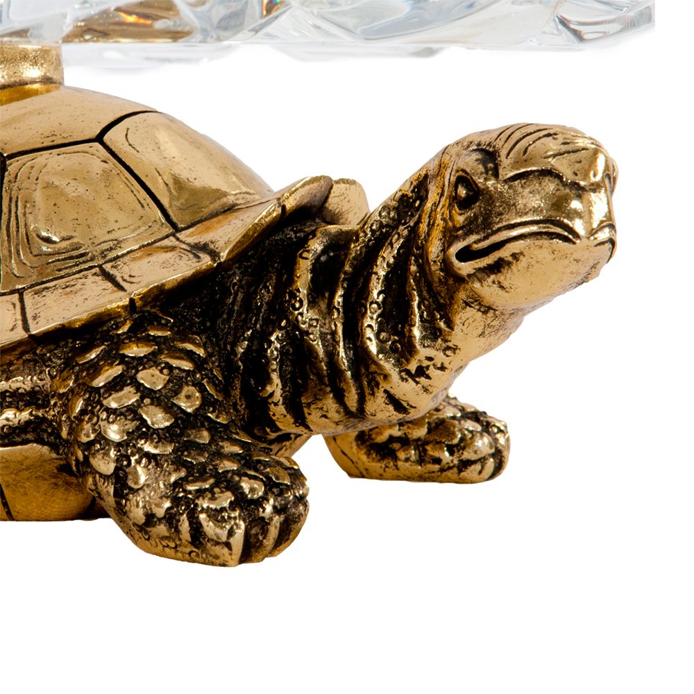 Фруктовница Черепаха Бронза со стеклянной чашей