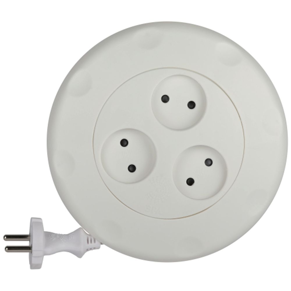 Удлинитель электрический ЭРА UR-3-3m-W рулетка без заземления 3 розетки 3м 2x1мм2 10А белая | Бытовые удлинители