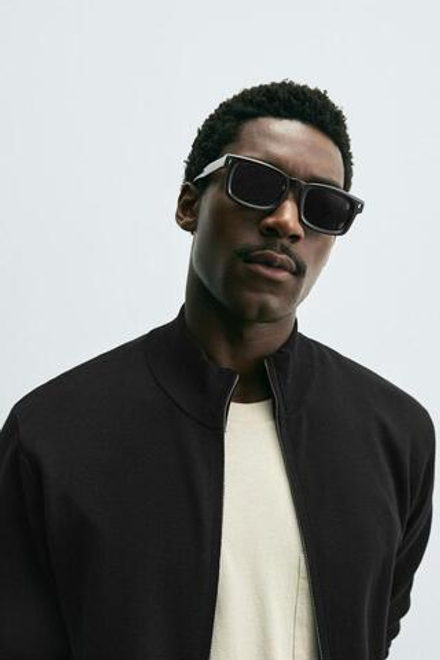 ZARA ХЛОПКОВЫЙ КАРДИГАН, ЧЕРНЫЙ