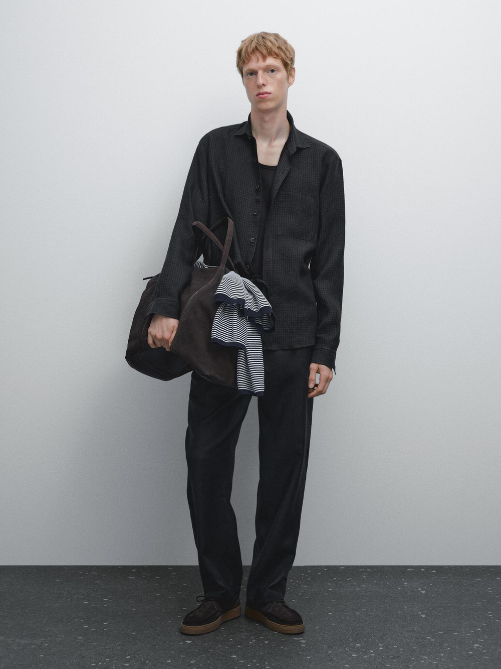 Massimo Dutti Брюки-джоггеры из 100% льна, черный