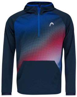 Кофта для мальчика теннисная Head TOPSPIN Hoodie B - dark blue/print vision