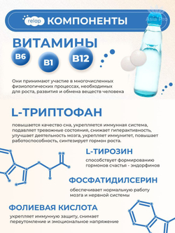 Комплекс для детей с фосфатидилсерином и витамином B (со вкусом газировки), JINTAN Relap Phosphatidylserine PS 30 шт