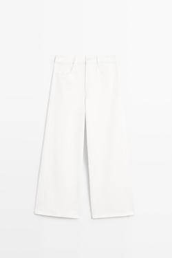 Massimo Dutti Свободные джинсы с широкими штанинами, белый