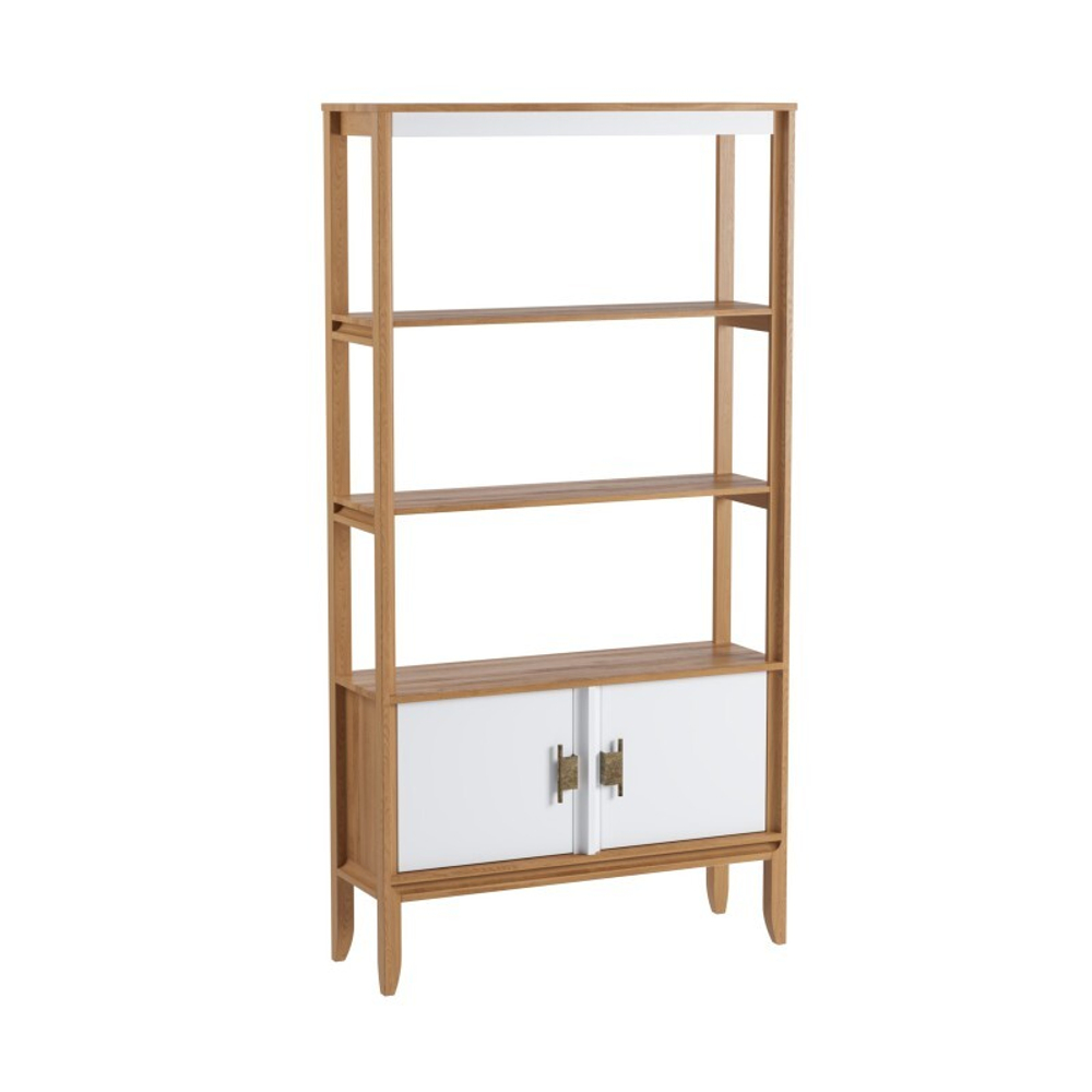 Стеллаж «Бридж» сквозной широкий с 2 дверями браун/белый лак