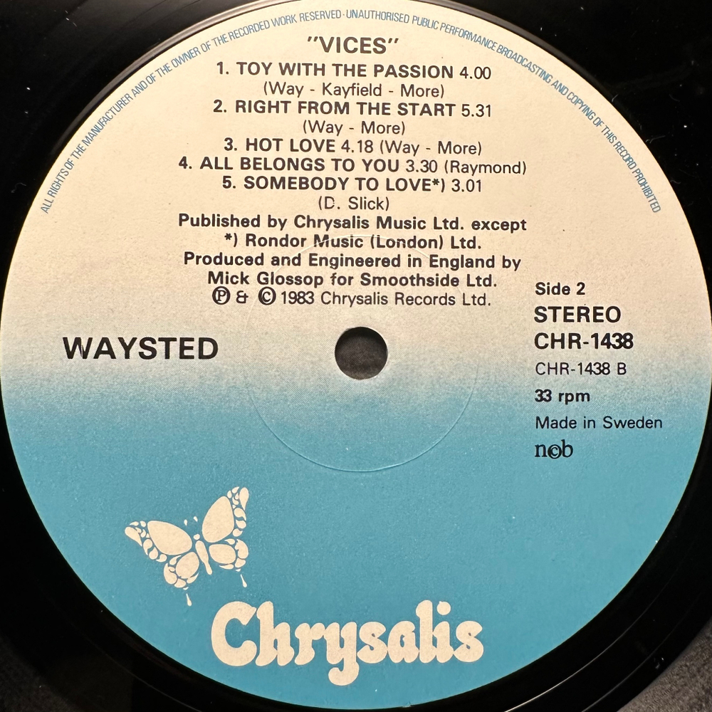 Waysted - Vices (Швеция 1983г.)