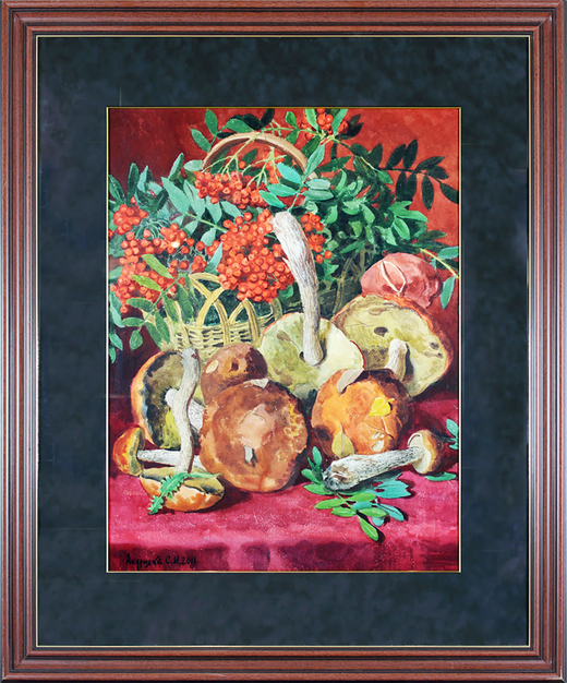 Андрияка Сергей Николаевич (1958–2024) Натюрморт с грибами. Акварель. 2011 г.