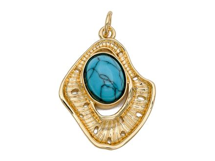 Подвеска "Абстракция" 24мм, бирюза (имит)