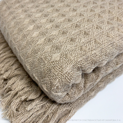 Плед вафельный 200х220, Однотонный, Бежевый