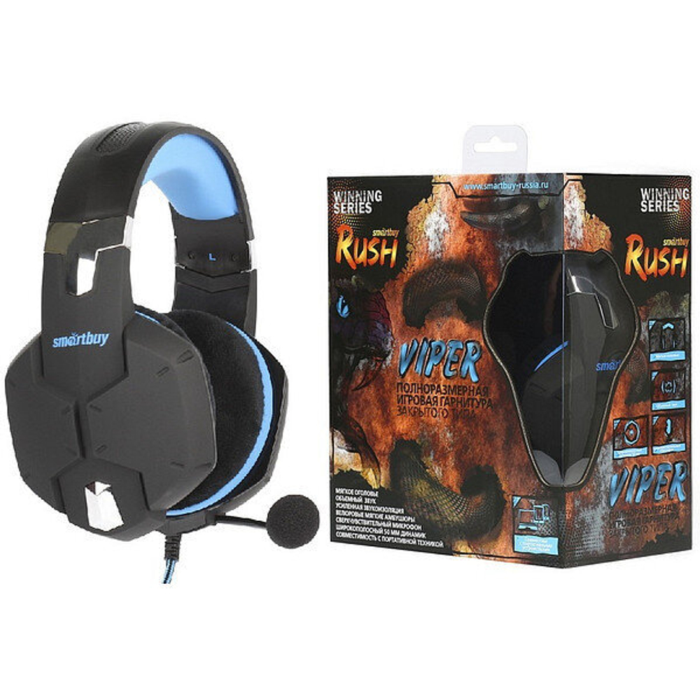 Игровая гарнитура RUSH VIPER, динамики 50мм (SBHG-2000) черн/син