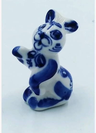 Гжель фигурка «Кролик с Лапкой» 5см фарфор