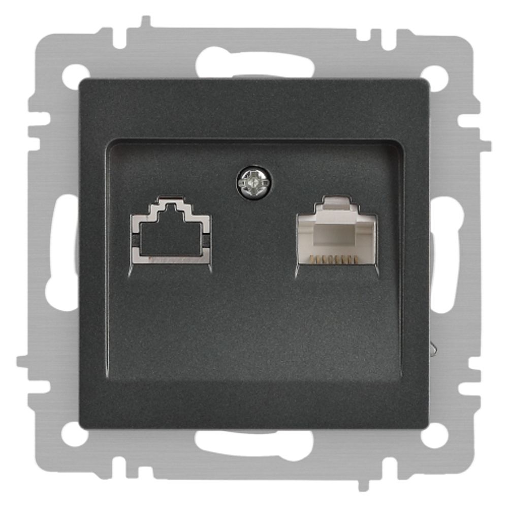 Розетка Intro Accent 6-303-07 информационная RJ45, IP20, СУ, графит | Intro