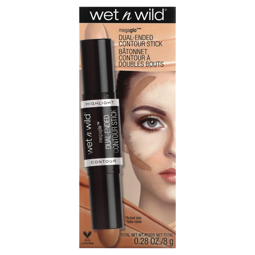 wet n wild, MegaGlo, двусторонний контурный стик, средний / коричневый, 8 г (0,28 унции)