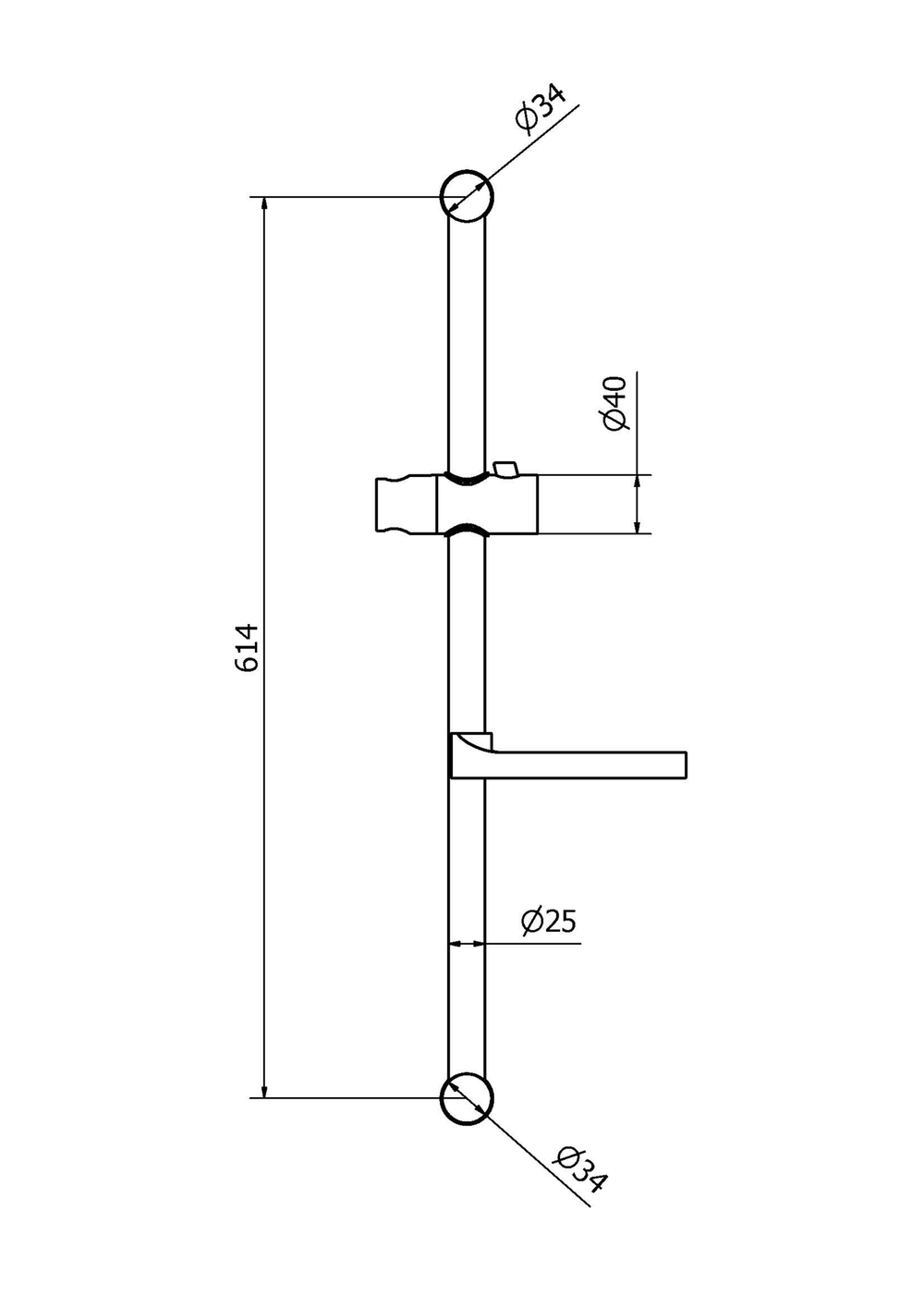 Душевая штанга UNIVERSAL, высота 650 мм, хром, ST-UN0340-CR
