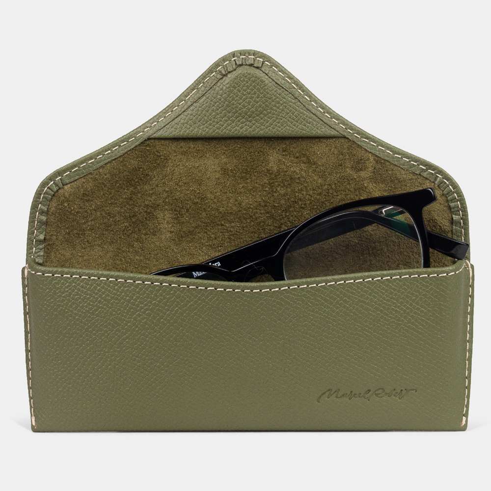 Футляр для очков Vision из кожи сафьяно, цвета хаки