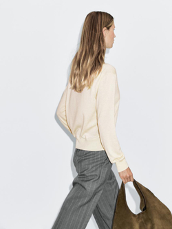 Massimo Dutti Вязаный кардиган с воротником-стойкой, ванильный