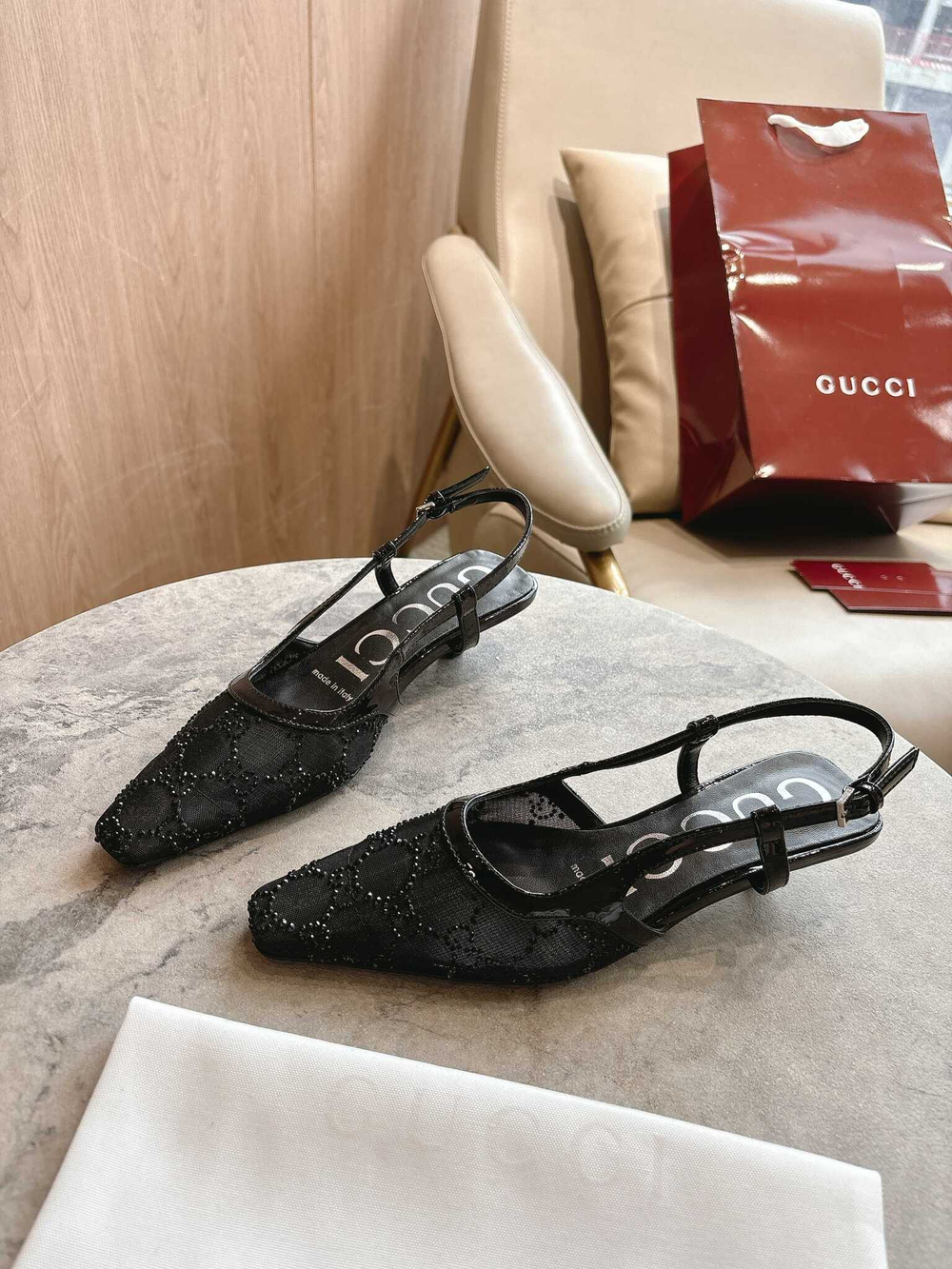 Gucci Crystal Slingback Pump (2 colors)