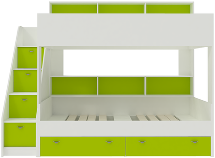 Двухъярусная кровать КарИВи Голден Кидс 10 Белый  Лайм
