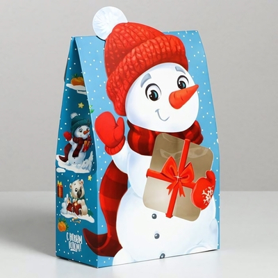 Коробка подарочная 15х7х22см складная «Снеговик» (Дарите Счастье)