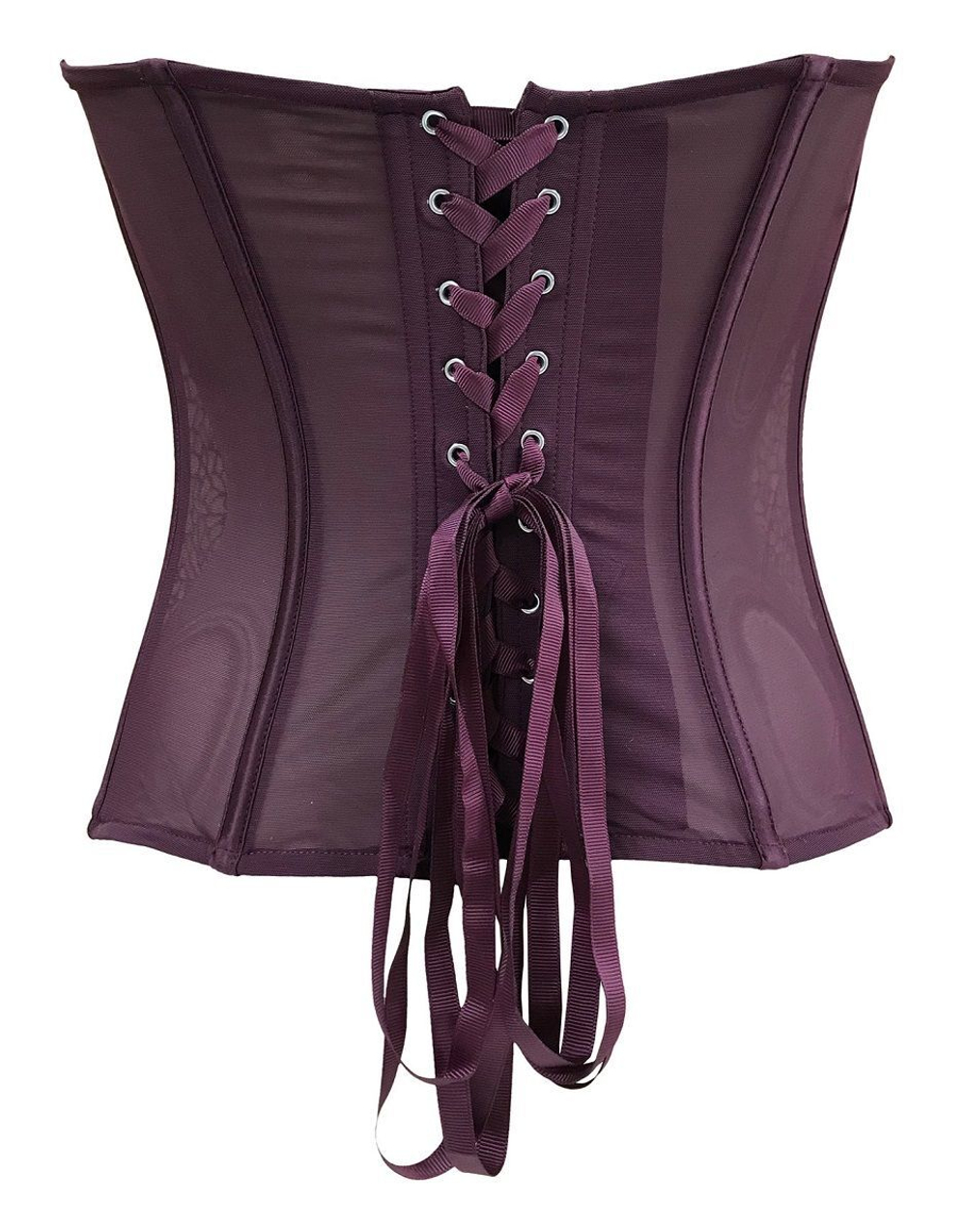 Сексуальный корсет из флокированной сетки (Размер: L) (Цвет: бордовый)