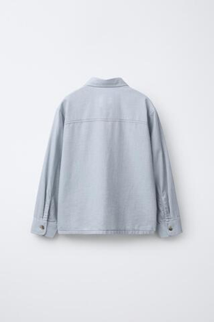 ZARA ФЛАНЕЛЕВАЯ РУБАШКА С КАРМАНОМ, СИНИЙ