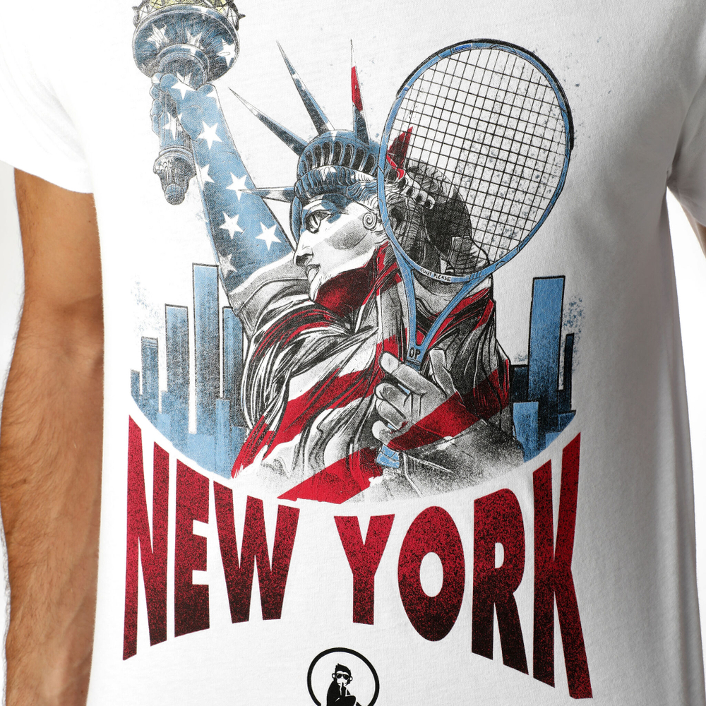 Мужское теннисное поло Quiet Please NY Liberty T-Shirt Men - White, Multicoloured