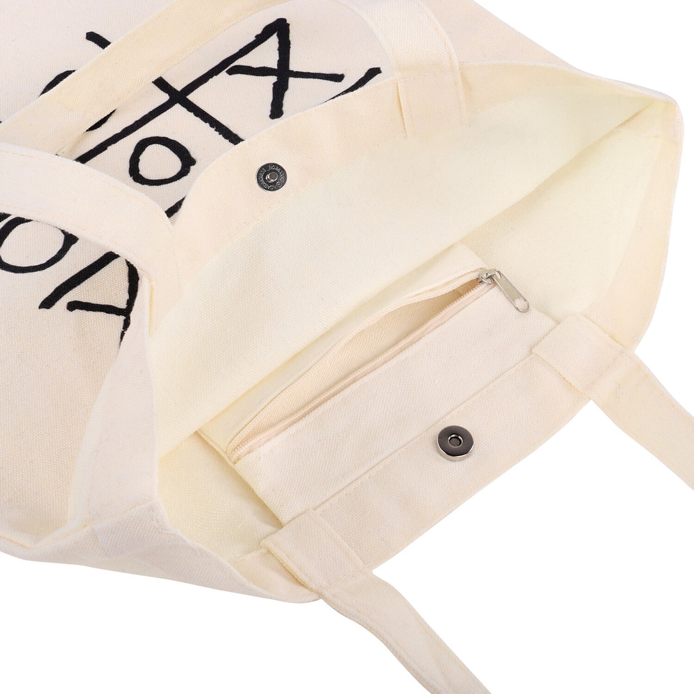 Сумка шоппер BRAUBERG PREMIUM канвас 40х35 см на кнопке карман бежевый "Tic-tac-toe" (2 штуки в упаковке)