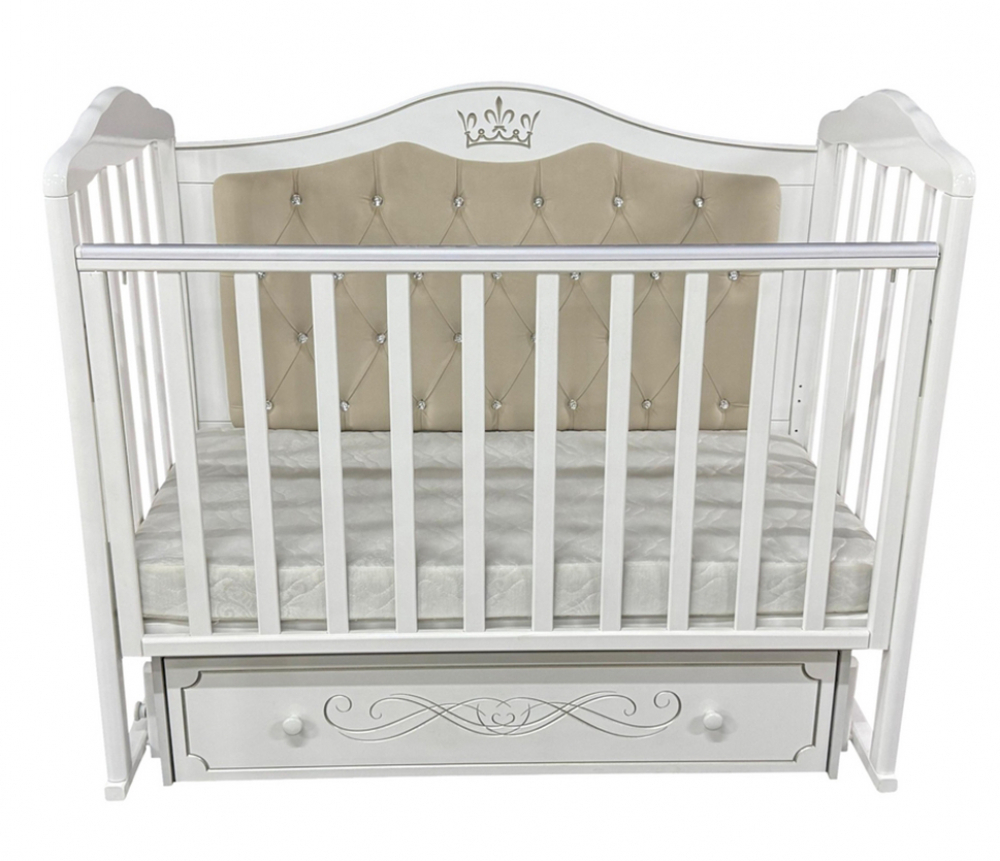 Детская кроватка Alita 777 (с мягкой спинкой, универсальный маятник, закрытый ящик)