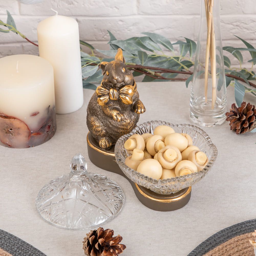 Конфетница-сахарница Кролик Банни Бронза с чашей