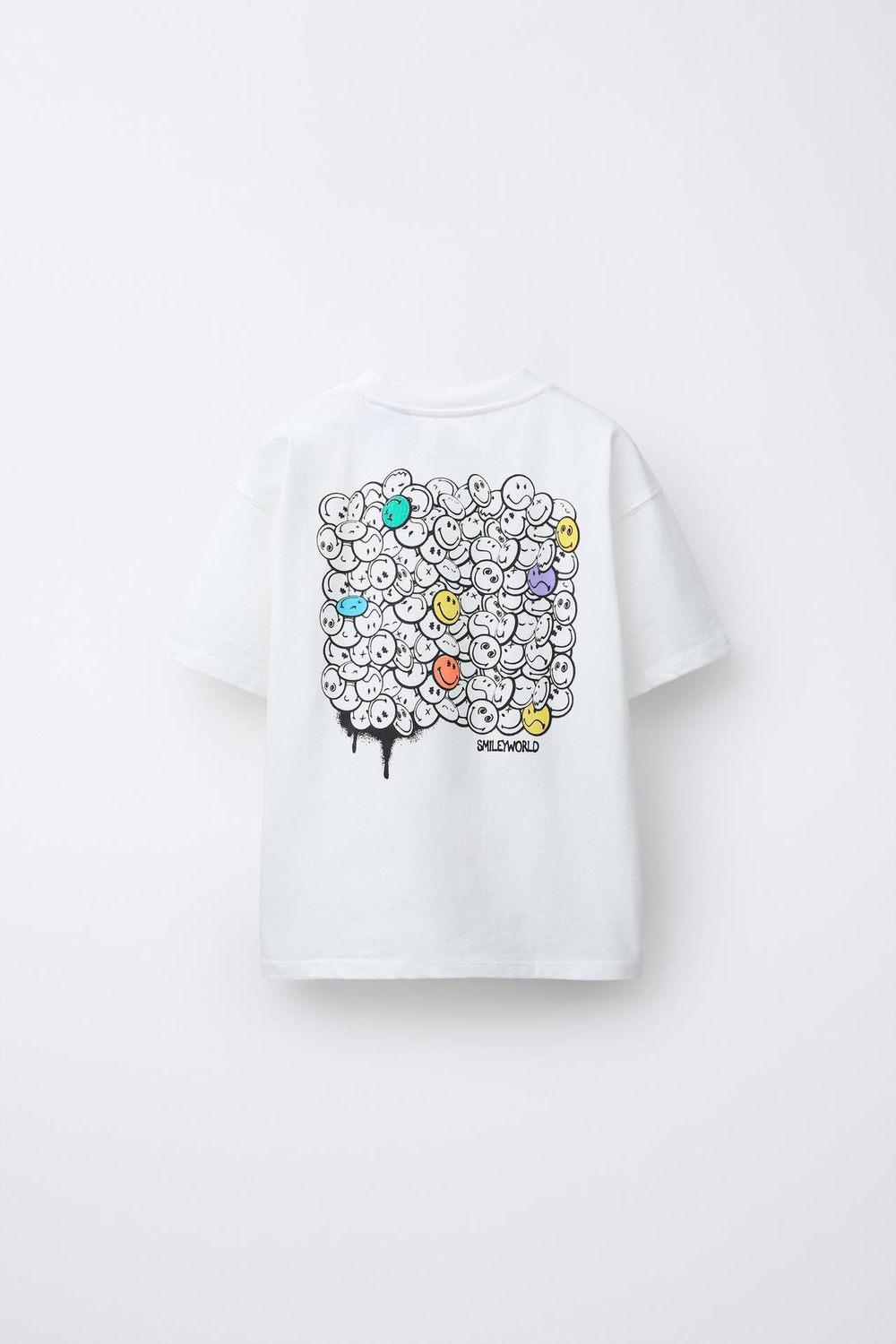 ZARA ФУТБОЛКА С ПРИНТОМ SMILEYWORLD ®, ЖЕЛТОВАТО-БЕЛЫЙ