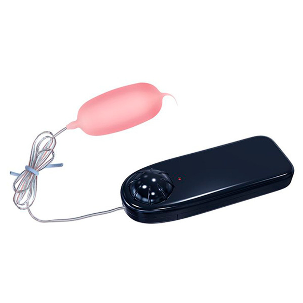 Розовое виброяйцо с хвостиком и проводным пультом управления Baile Eleanora BI-014027-0101S