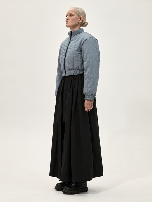 Бомбер стеганый укороченный "Александрит" с эффектом шанжан. Сине-лиловый