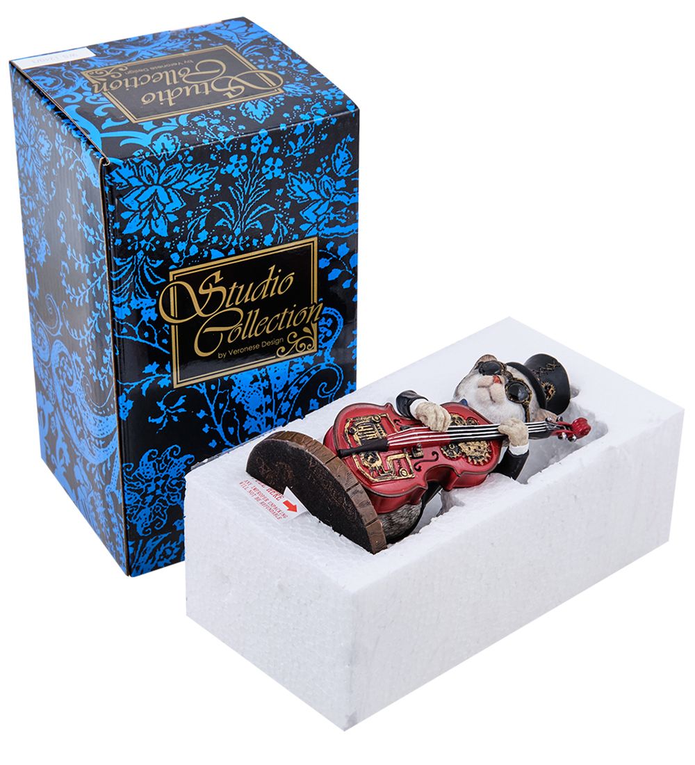 Veronese WS-1240/ 3 Статуэтка в стиле Стимпанк «Мистер Кот с контрабасом»