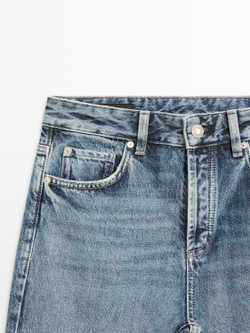 Massimo Dutti Джинсы средней посадки с широкими штанинами, светло-голубой