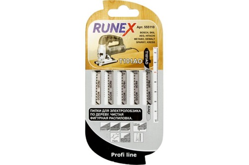 Пилки 100x75 мм 10зуб/д(древ,фанера,ламинат,пласт h=4-30mm)чист распил,обр зуб.Т101BR 5шт/уп "Runex"