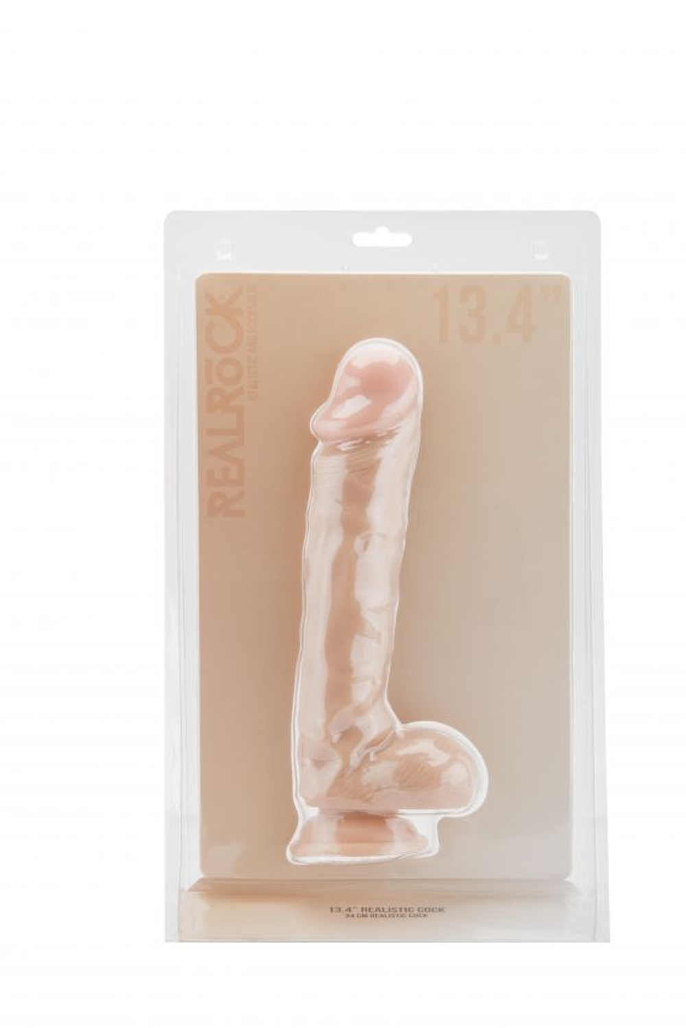 Телесный фаллоимитатор Realistic Cock 13,4 With Scrotum - 34 см. (Цвет: телесный)