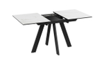 Стол кухонный обеденный раздвижной Черный муар/Керамика матовая черный мрамор 120(160)х80х76 см