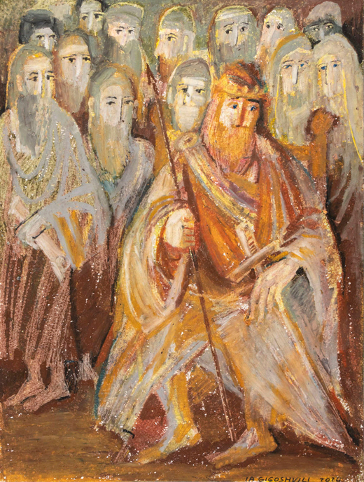 Гигошвили И. «..И принес священник Авиафар ефод к Давиду» (1 Цар. 30:7). Бумага, масляная пастель.