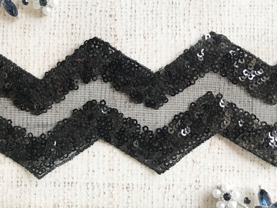 Тесьма "Пайетки на сетке", ш.6см.