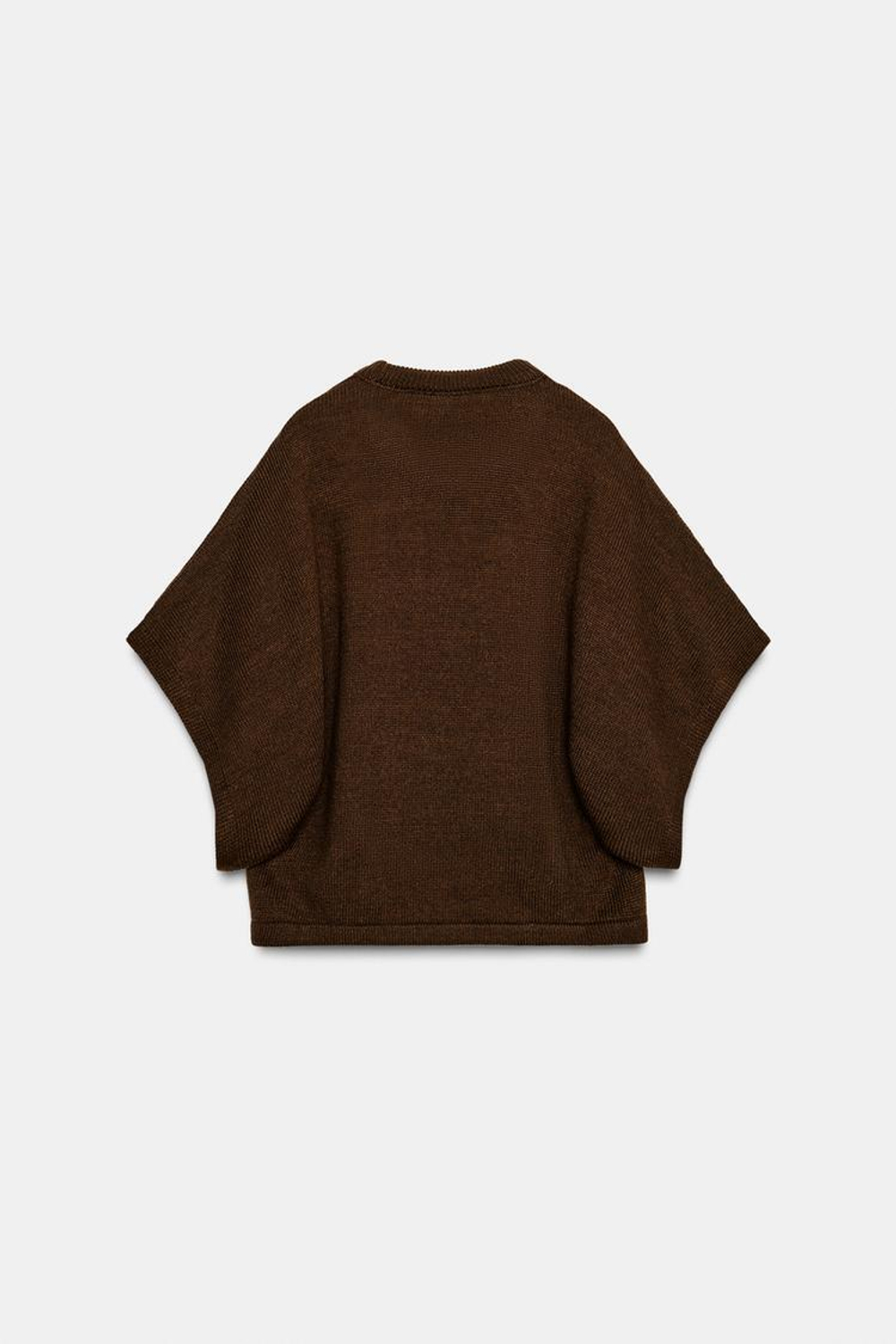 ZARA СВИТЕР С ШИРОКИМИ РУКАВАМИ, КОРИЧНЕВЫЙ