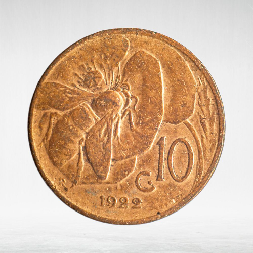 Italy 10 Centesimi 1922 R "Victor Emmanuel III", VF