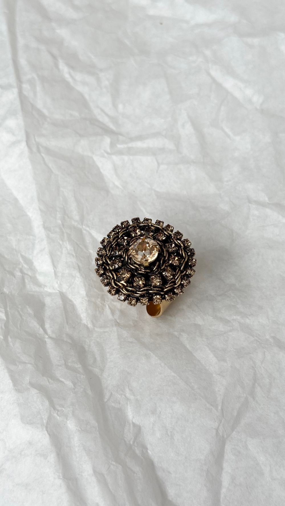 Кольцо круглый "лабиринт" с медовыми кристаллами, разъемное