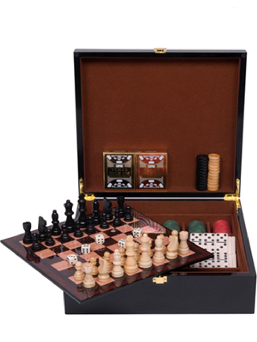 Набор игр LUX в деревянном кейсе (керамические фишки)